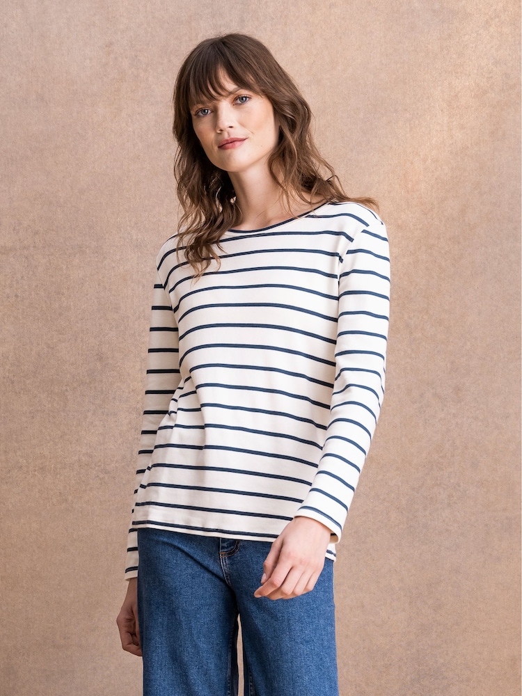 Celtic & Co. Cream Stripe Long Sleeve T-Shirt - Image 2 of 5