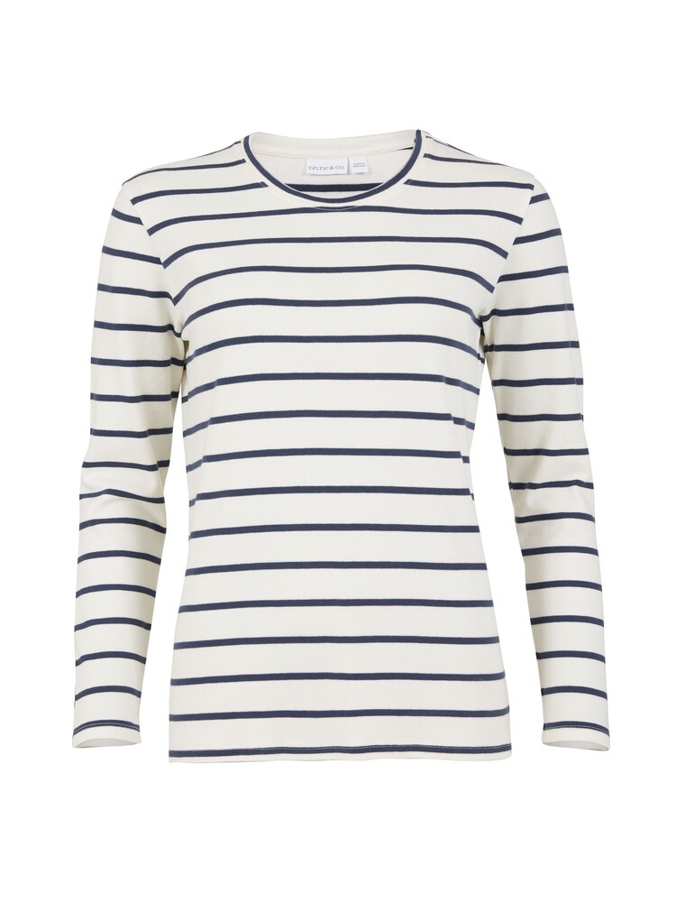 Celtic & Co. Cream Stripe Long Sleeve T-Shirt - Image 3 of 5
