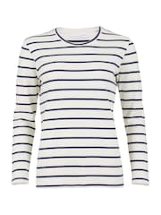 Celtic & Co. Cream Stripe Long Sleeve T-Shirt - Image 6 of 7