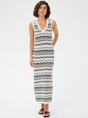 Kaffe White KAanna Knit V-Neck Maxi Dress - Image 1 of 5