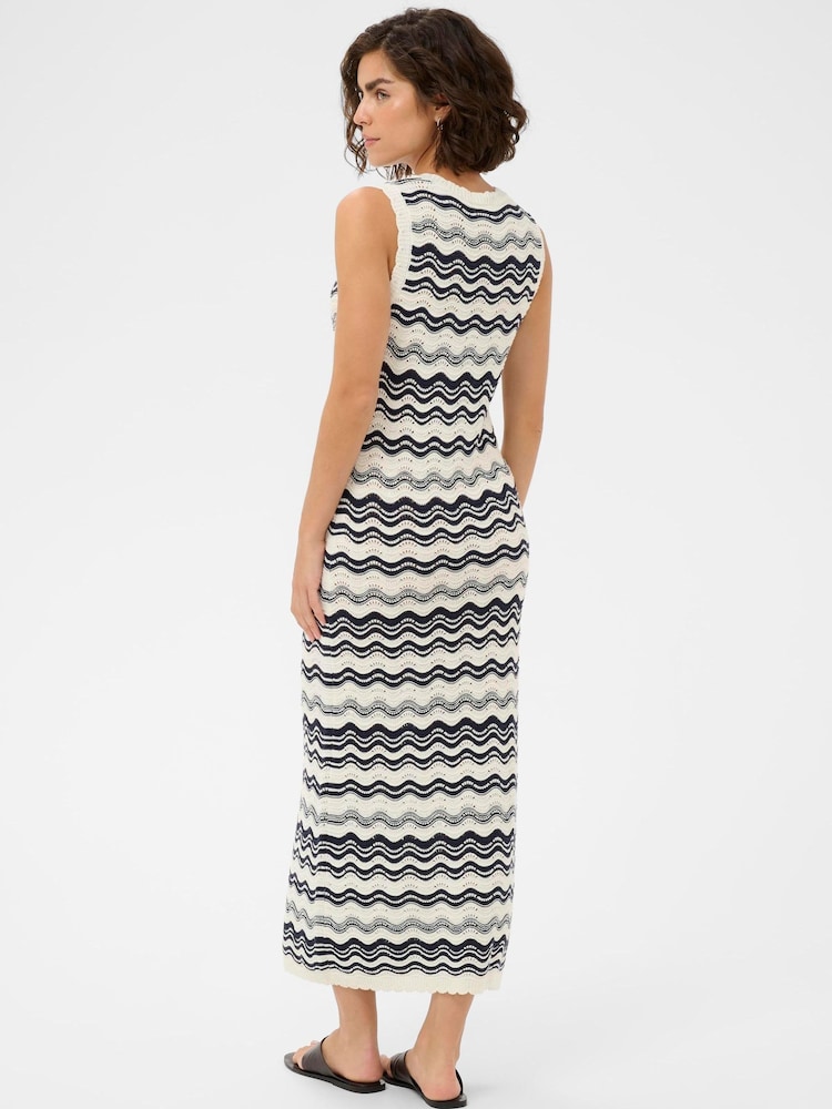 Kaffe White KAanna Knit V-Neck Maxi Dress - Image 2 of 5