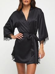 Ann Summers Black Satin Cherryann Robe Dressing Gown - Image 1 of 6