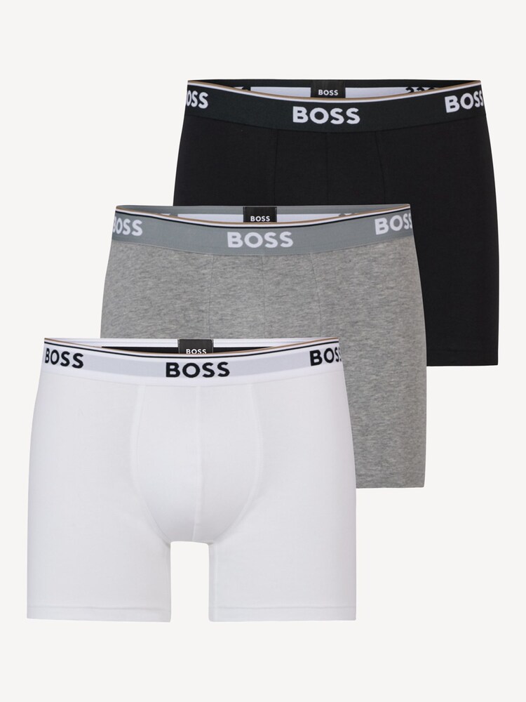 BOSS Black/Grey/White Power Briefs 3 Pack - Image 1 of 10
