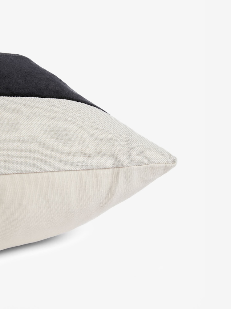 Black/White Stripe 50 x 50cm Linford Velvet Cushion - Image 2 of 5