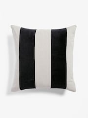 Black/White Stripe 50 x 50cm Linford Velvet Cushion - Image 3 of 5