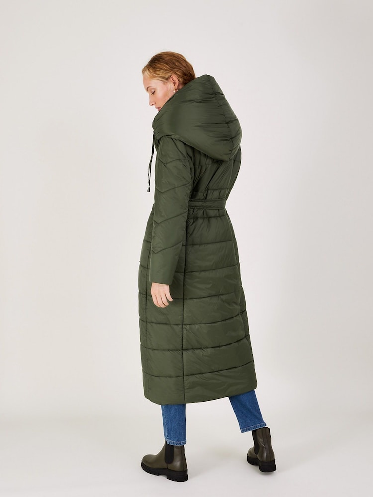 Monsoon Green Lorena Padded Belted Maxi Coat - Image 2 of 4