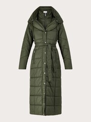 Monsoon Green Lorena Padded Belted Maxi Coat - Image 4 of 4