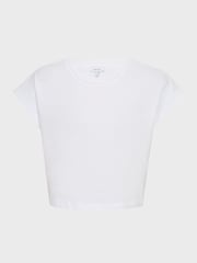 Reiss White Terry Cotton Crew Neck Crop Top - Image 2 of 6