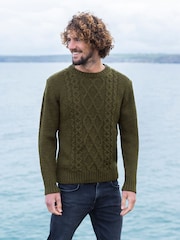 Зеленый - Celtic & Co. Cable Crew Neck Jumper - Image 1 of 4