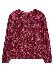 Joules Lorretta Geraffte Jersey-Bluse, Rosa - Bild 1 von 1