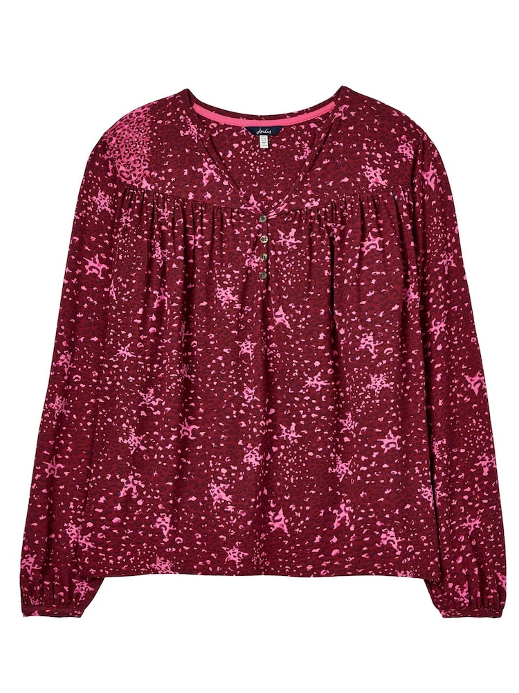 Joules Lorretta Geraffte Jersey-Bluse, Rosa - Bild 1 von 1