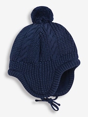 JoJo Maman Bébé Navy Cosy Cable Knitted Hat - Image 1 of 1