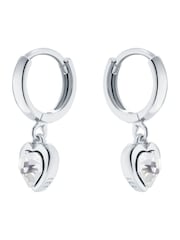 Ted Baker Silver Tone HANNIY: Crystal Heart Huggie Earrings - Image 2 of 6