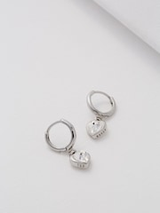 Ted Baker Silver Tone HANNIY: Crystal Heart Huggie Earrings - Image 5 of 6