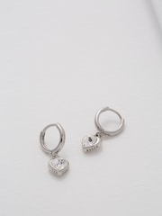 Ted Baker Silver Tone HANNIY: Crystal Heart Huggie Earrings - Image 6 of 6