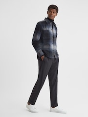 Reiss Blue Multi Idaho Wool Blend Check Overshirt - Image 3 of 5