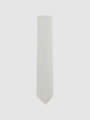 Reiss Silver Ceremony Textured Silk Blend Tie - Image 1 of 5