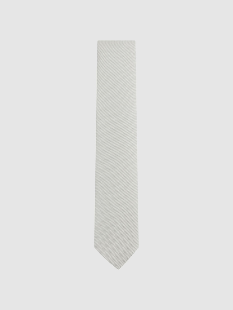 Reiss Silver Ceremony Textured Silk Blend Tie - Image 1 of 5