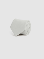 Reiss Silver Ceremony Textured Silk Blend Tie - Image 3 of 5