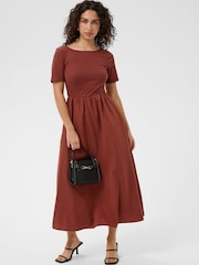 Kaffe Brown KAkirsten Short Sleeve Maxi Dress - Image 1 of 6