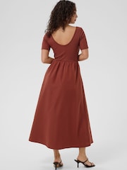 Kaffe Brown KAkirsten Short Sleeve Maxi Dress - Image 2 of 6
