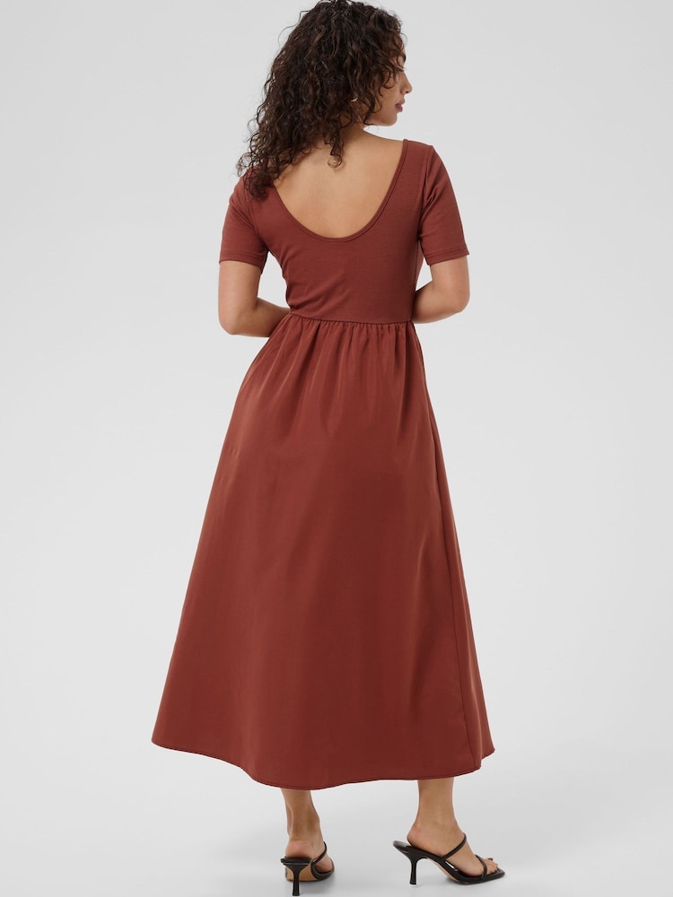 Kaffe Brown KAkirsten Short Sleeve Maxi Dress - Image 2 of 6