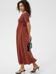 Kaffe Brown KAkirsten Short Sleeve Maxi Dress - Image 3 of 6