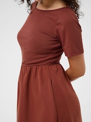 Kaffe Brown KAkirsten Short Sleeve Maxi Dress - Image 4 of 6