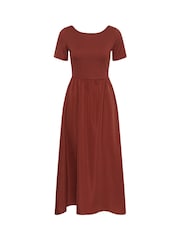 Kaffe Brown KAkirsten Short Sleeve Maxi Dress - Image 5 of 6