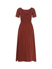 Kaffe Brown KAkirsten Short Sleeve Maxi Dress - Image 6 of 6