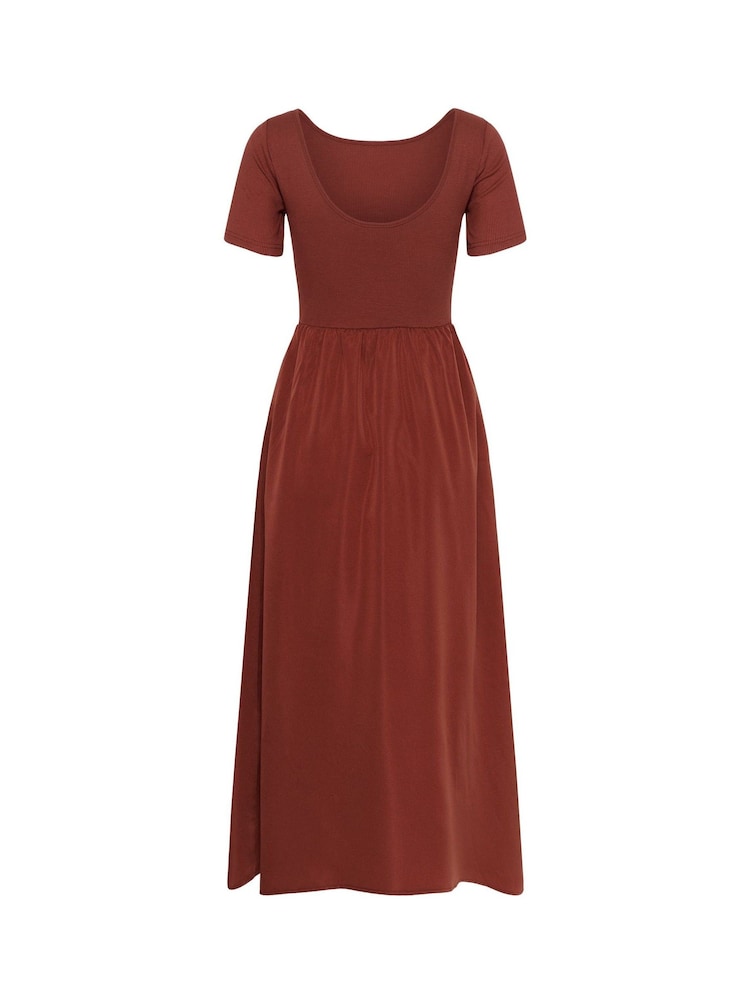 Kaffe Brown KAkirsten Short Sleeve Maxi Dress - Image 6 of 6