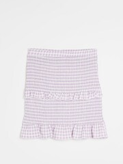 River Island Light Purple Gingham Shirred Mini Skirt - Image 5 of 5