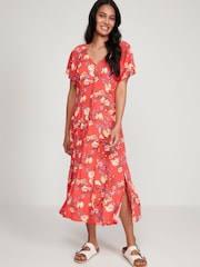 M&co Geblümtes Midikleid, Rot - Bild 1 von 6