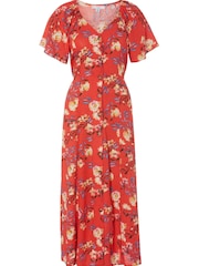M&co Geblümtes Midikleid, Rot - Bild 6 von 6