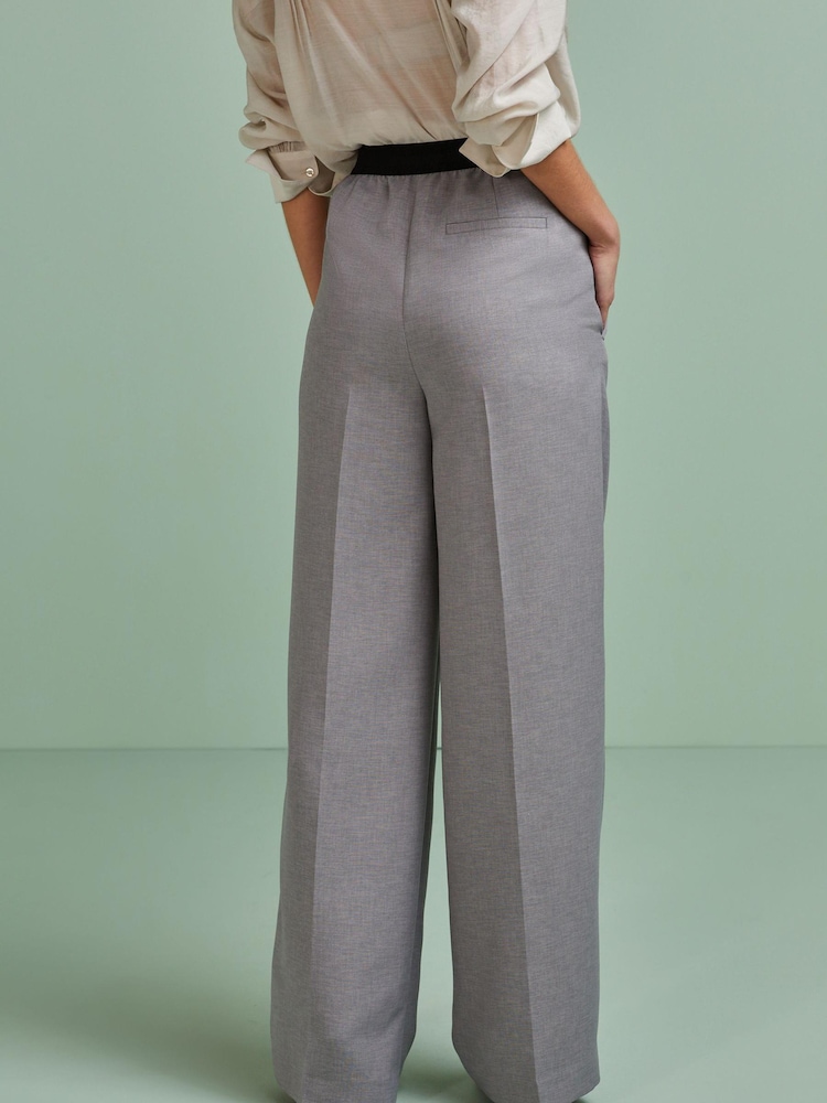 Grey Waistband Detail Wide Leg Trousers - Image 3 of 5