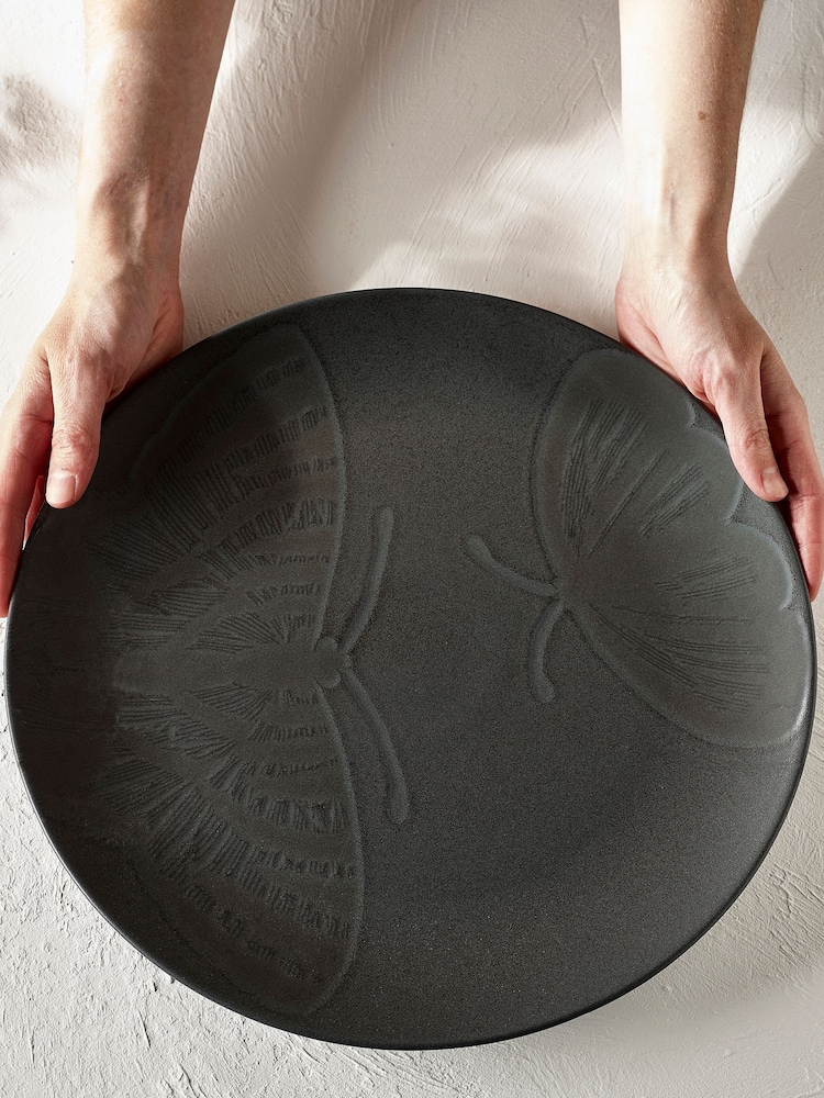 Kew Gardens Black Living Jewel Stoneware Charger Plate - Image 1 of 4