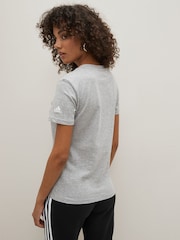 adidas Grey Slim Sportswear Essentials Logo 100% Cotton T-Shirt - Image 3 of 5