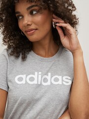 adidas Grey Slim Sportswear Essentials Logo 100% Cotton T-Shirt - Image 4 of 5