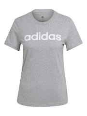 adidas Grey Slim Sportswear Essentials Logo 100% Cotton T-Shirt - Image 5 of 5