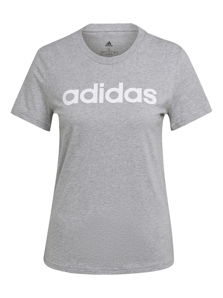 adidas Grey Slim Sportswear Essentials Logo 100% Cotton T-Shirt - Image 5 of 5