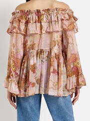 River Island Ruffle Bardot Brown T-Shirt - Image 2 of 4