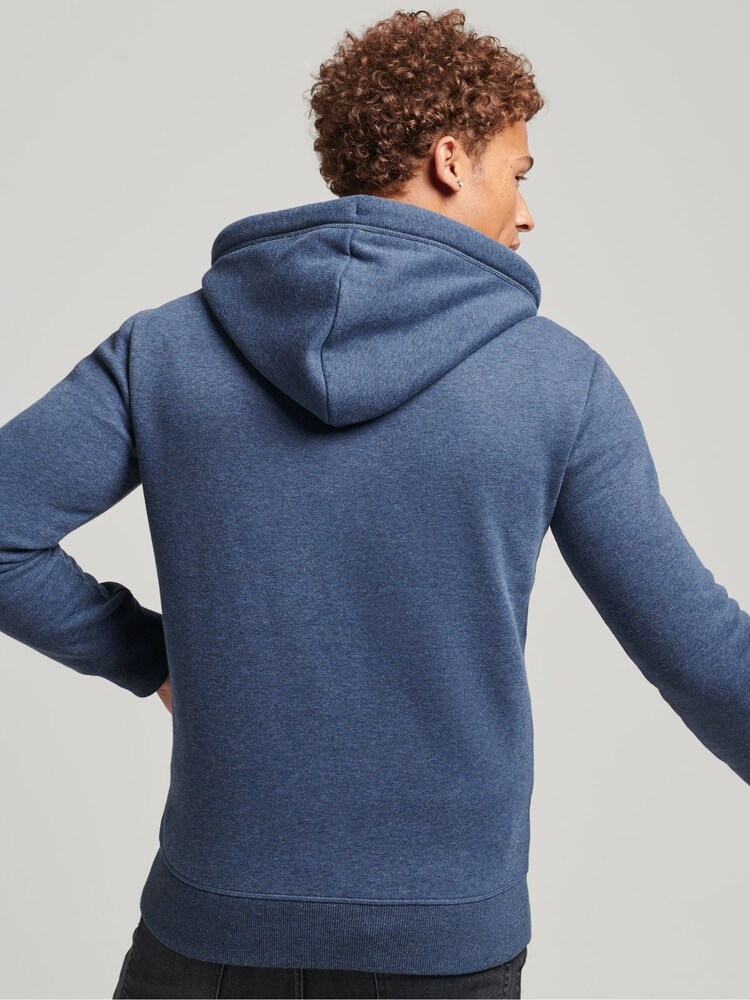 Marl marine - Sweat zippé Superdry logo vintage en relief à capuche - Image 3 of 5