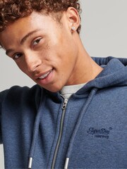 Superdry Navy Marl Vintage Logo Embossed Zip-Up Hoodie - Image 4 of 5