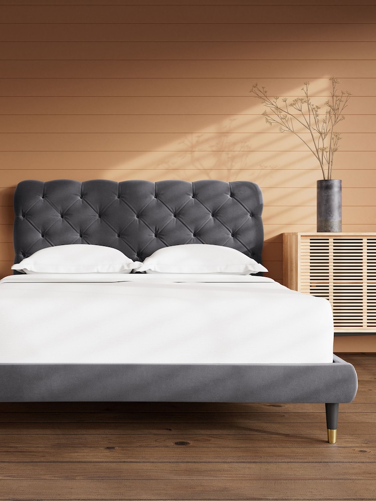 Swoon Easy Velvet Granite Grey Burbage Bed - Image 2 of 8