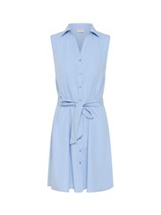 Kaffe Blue KAgiga Belted Sleeveless Shirt Dress - Image 5 of 6