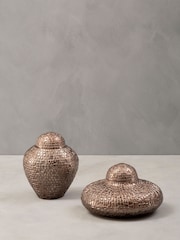 Fifty Five South Set of 2 Silver Pewter Jars - Image 1 of 5