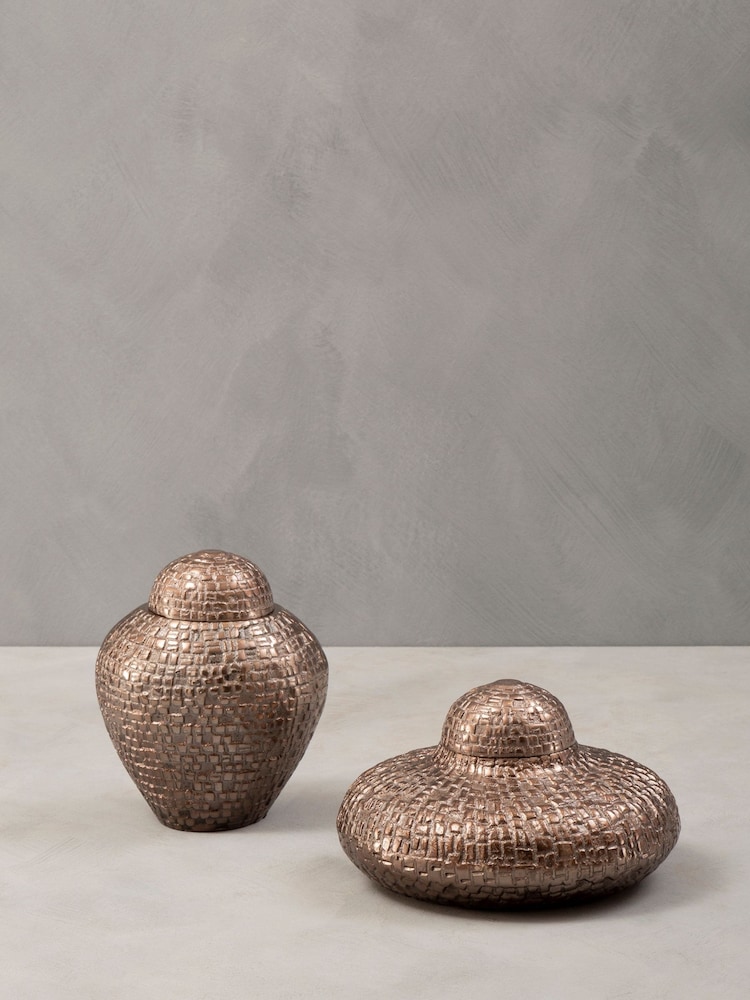 Fifty Five South Set of 2 Silver Pewter Jars - Image 1 of 5 Fifty Five South Set of 2 Silver Pewter Jars - Image 1 of 5