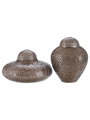 Fifty Five South Set of 2 Silver Pewter Jars - Image 3 of 5