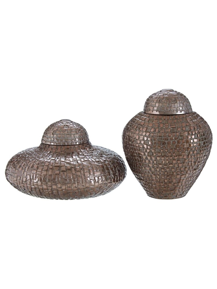 Fifty Five South Set of 2 Silver Pewter Jars - Image 3 of 5