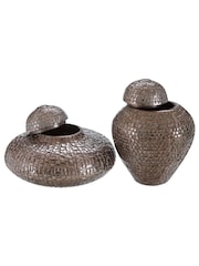 Fifty Five South Set of 2 Silver Pewter Jars - Image 4 of 5